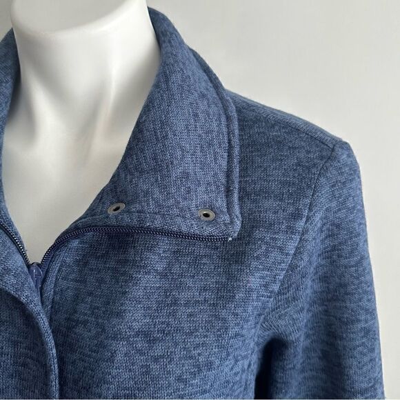 Lands' End Heather Steel Blue Sweater Fleece Long Zip Jacket Tunic Medium M - Picture 7 of 10